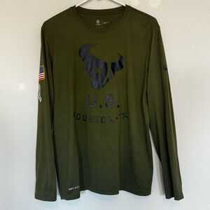Houston Texans Mens Medium NFL Football Salute To Service‎ Nike Tee Long Sleeve